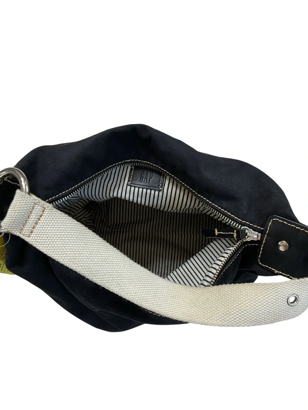 GAP Black Canvas Shoulder Bag with Cream Strap